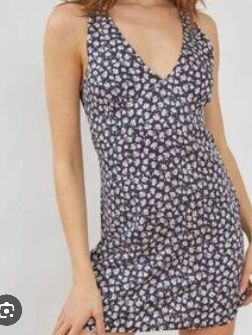 Sunday Best Aritzia Floral V-Neck Mini Dress XS Navy Blue White  Print